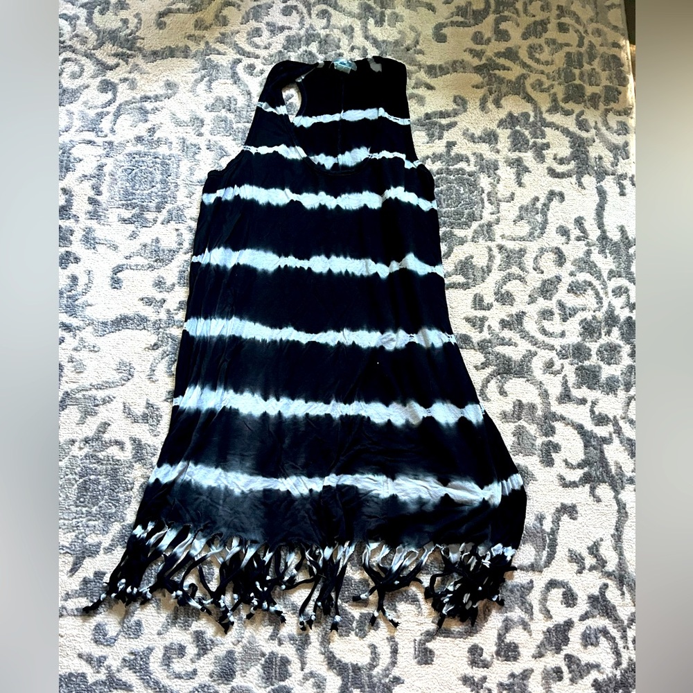Tye die bathing suit coverup with fringe size 14/16